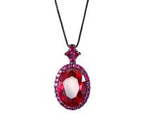 Sumpgle Parure de bijoux gothique imitation rubis avec collier et pendentif anneau en or noir foncé pour femme, Jewellery Trio