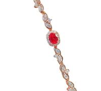 Sumpgle Parure de bijoux imitation rubis pour femme avec collier et boucles d'oreilles et bracelet en oxyde de zirconium Rouge sang, Set of 4