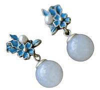Sumpgle Parure de bijoux inspirés de l'Asie de l'Est - Pierres vertes discrètes - Motif floral - Motif patrimoine - Cadeau culturel pour femme