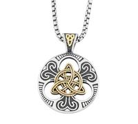 Sumpgle Pendentif noeud celtique en acier inoxydable Collier noeud de la trinité irlandaise pour hommes Vintage bijoux en acier titane rond médaillon breloque