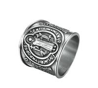Sumpgle St Benoît Médaille de l'exorcisme Bague en acier inoxydable pour homme Sceau exorciste dominant Bague en acier titane, 12