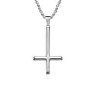 Sumpgle Titane acier inversé croix collier européen et américain papal Saint-Pierre renversé minimaliste pendentif bijoux