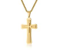Sumpgle Trois couches Titane Acier Croix Collier Personnalité Homme Pull Chaîne 3D Pendentif Bijoux Européen et Américain Mode Tendance