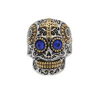 Sumpgle Unique Retro Mexican Day of the Dead Skull Bague en acier titane pour homme Accessoire élégant pour homme, 13