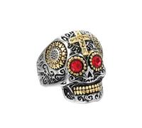 Sumpgle Unique Retro Mexican Day of the Dead Skull Bague en acier titane pour homme Accessoire élégant pour homme, 13