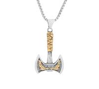 Sumpgle Viking Crow Hache Modèle Pendentif Collier Acier Inoxydable Nordique Bijoux Unisexe Style Rétro Accessoire de Mode