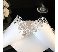 Sumshy 100Pcs Blanc Cone en Confettis pour Mariage, DIY Cône en Papier avec Bord élégant découpé au Laser Love-Heart, Cone Bonbons, Confettis, Pétale Holder pour Mariage, Communion, Baptême, Fête