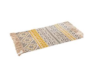 Sumshy Tapis Salon Ethnique Chic Style d'impression Géométrique Tapis Jaune à Franges, 90 x 60 cm, Tapis tufté Style bohème, berbère, scandinave et Nordique