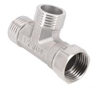 Sumsoctober Adaptateur en T en acier inoxydable 3 voies pour inverseur de baignoire, toilettes, bidet, pommeau de douche, interface G1/2, accessoire de salle de bain, séparateur d'eau de rechange