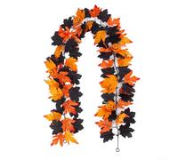 Sumsoctober Bandes de vigne artificielles sur le thème d'Halloween et d'automne - Utilisation décorative sur les murs, clôtures et jardins avec des feuilles en plastique pour ajouter du charme