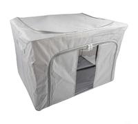 Sumsoctober Boîte de rangement pliable en tissu Oxford de grande capacité avec cadre en métal, empilable, résistante à l'humidité pour vêtements, literie et articles saisonniers (100 L, gris)