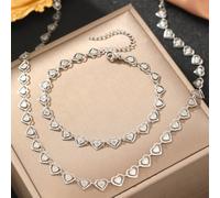 Sumsoctober Collier Couple Acier Inoxydable Cœur Double pour chaîne Collier | Acier inoxydable pour premium, design double couche, cœur symbolique, résistant à la rouille, fini élégant
