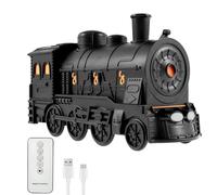 Sumsoctober Diffuseur d'huiles essentielles USB vintage en forme de train à vapeur pour aromathérapie, humidificateur 300 ml, ultra silencieux avec lumières LED colorées et télécommande (noir)
