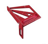 Sumsoctober Équerre de mesure pour le travail du bois, règle à angle droit en alliage d'aluminium avec échelle gravée CNC pour un outil de marquage précis (rouge)