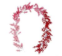 Sumsoctober Guirlande de baies artificielles rose rouge mélangé de vigne 2,5 m Décoration à suspendre pour la maison, l'intérieur ou l'extérieur, fête de mariage