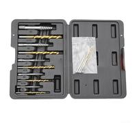 Sumsoctober Lot de 14 forets en acier rapide avec revêtement en titane pour métal et plastique avec étui de protection en métal