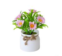 Sumsoctober Plantes artificielles en pot en corde de chanvre - Mini bonsaï décoratif - Pour intérieur ou extérieur - Hauteur : 17 cm - Rose
