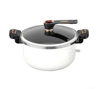 Sumsoctober Soupape de décompression antiadhésive de grande capacité avec revêtement en émail transparent et couvercle en verre transparent pour plaques à induction à gaz, multi-usages pour ragoûts