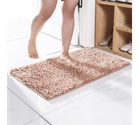 Sumsoctober Tapis de bain antidérapant et absorbant avec tissu chenille et dos antidérapant en TPR, tapis rectangulaire conçu pour éviter les chutes et garder les sols secs (camel)