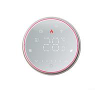 Sumsoctober Thermostat WiFi intelligent programmable avec activation vocale 5 + 1 + 1, affichage LED, verrouillage enfant pour systèmes de chauffage à eau et électrique (blanc, rond-GB)