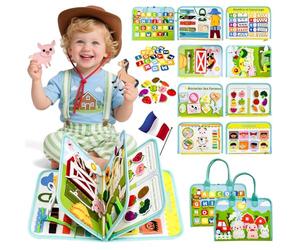 Sumtoco Busy Board Française, Busy Board Montessori Age 1 an, Ferme Livre Enfant 2 Ans, Jeux Montessori 2, Quiet Book, Jouet 2 Ans, Jeux Voiture Enfant Voyage, Cadeau Garcon Fille 1 2 3 4 Ans