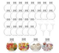 SUMTree 30pcs petites bouteilles de sable en plastique flacons de potion avec bouchon en aluminium et 5 mini entonnoirs pour art décoratif, huile essentielle (150ml, boule)