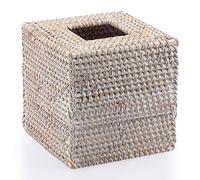 SUMTree Boîte à Mouchoir en rotin Distributeur carré boîte de Papier avec Couvercle Organisateur de Bureau pour Salle de Bain,Salon,Chambre,Jardin (Blanc)