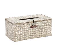 SUMTree Boîte à Mouchoir en rotin Distributeur rectangulaire boîte de Papier Organisateur de Bureau pour Salle de Bain,Salon,Chambre,Jardin (Blanc)