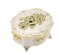 SUMTree Boîte à musique vintage - Petite boîte à bijoux en métal - Blanc | Boîte à bijoux musicale pour bagues, boucles d'oreilles, cadeau d'anniversaire, mariage, Noël, Saint-Valentin