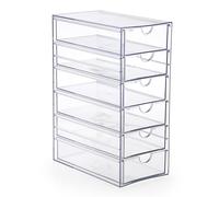 SUMTree Boîte de rangement en acrylique avec tiroirs - Organiseur transparent pour coiffeuse - Boîtes de rangement pour cosmétiques, papeterie, sachets de thé, capsules de café (6 tiroirs)
