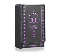 SUMTree Boîte de rangement pour cartes de tarot Oracle Card - En cuir synthétique - Pour protéger les cartes - Noir et violet - Design Groove (8,2 x 4,5 x 13,5 cm) - Étanche à la poussière et léger