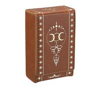 SUMTree Boîte de rangement pour cartes de tarot, phases de la lune, organisateur, quotidien, cartes Oracle, cartes de tarot, étui marron doré, en cuir PU, design rainuré, 8,2 x 4,5 x 13,5 cm, pour