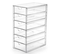 SUMTree Boîte de rangement transparente pour accessoires de cheveux avec 6 tiroirs, 25 x 17,5 x 10,4 cm