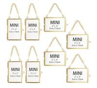 SUMTree Ensemble de 8 Cadres de Photo Mini en Verre Doré à Suspendre, Cadre Photo Flottant en Verre avec Chaîne pour Arbre Généalogique Mini Photo, Fleur Pressée, Collage, 5,1 x 7,6 cm (4 Horizontal 4