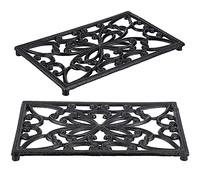 SUMTree Lot de 2 dessous de plat rectangulaires en fonte, tapis décoratif très résistant avec motif papillon vintage en fonte avec chevilles en caoutchouc pour table de cuisine et de salle à manger