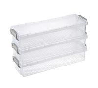SUMTree Lot de 3 boîtes de rangement rectangulaires transparentes avec clip gris 1,5 l (gris)