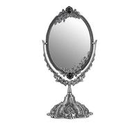 SUMTree Miroir de Maquillage Vintage Ovale et Double-Face - Miroir pour Table, Photographie, Dressing (Petit, argenté)