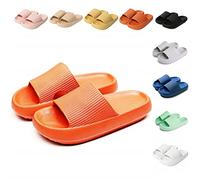 Sumvov Claquettes Femme Chausson Homme Confortables Pantoufles Semelle Épaisse EVA Cloud Slippers Séchage Rapide Claquette Douche Antidérapant Chaussons de bain/de plage(Orange,44/45 EU)