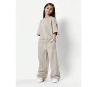 SUMWON Ensemble 2 pièces pour filles préadolescentes, t-shirt oversize et jogging ample avec imprimé graphique New York, pour un look casual et des vacances 8Y,9Y,10Y,11Y,12YBlocs de couleur,Lettres,U