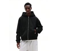 SUMWON Sweat-shirt-shirt décontracté classique à fermeture éclair complète avec capuche à cordon et poche centrale, Sweat-shirt-shirt simple pour l'hiver L,M,S,XL,XSUnicoloreTissu tricoté