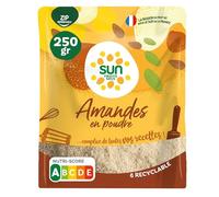 SUN - Amandes en Poudre Fine 250 g - Savoureuse & Légère - Spéciale Cuisine & Pâtisserie - Poudre d’Amandes Extra-Fine Blanchie - Idéale Macarons, Financiers, Pâte d’Amandes, Biscuits