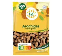 SUN - Arachides avec Coque 500 g - Cacahuètes Grillées Non Salées avec Coque - Pour Snacking, Apéro, Cuisine - Apéritif, Encas Sain, Pâtisserie