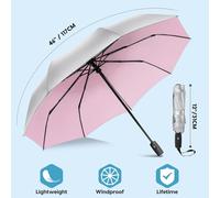 Sun Automatic Folding Umbrella,UPF 50+ Anti-UV Umbrella,Compact Solid Umbrella,Anti Storm,Small Umbrellas with Silver Coating for Travel for Men and Women.[V259]