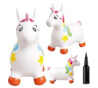 sun baby Animal Sauteur Gonflable, Jouet Enfant 1 an pour l'intérieur et l'extérieur, Design Ergonomique, Pompe Manuelle Incluse (Licorne Blanche)