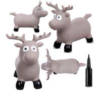 sun baby Animal Sauteur Gonflable, Jouet Enfant 1 an pour l'intérieur et l'extérieur, Design Ergonomique, Pompe Manuelle Incluse (Renne Marron)