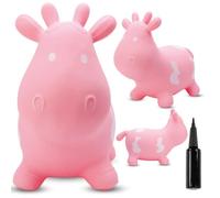 sun baby Animal Sauteur Gonflable, Jouet Enfant 1 an pour l'intérieur et l'extérieur, Design Ergonomique, Pompe Manuelle Incluse (Vache Rose)