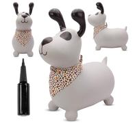 sun baby Animal Sauteur Gonflable, Jouet Enfant 1 an pour l'intérieur et l'extérieur, Design Ergonomique, Pompe Manuelle Incluse (Chien Gris)