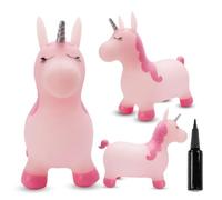 sun baby Animal Sauteur Gonflable, Jouet Enfant 1 an pour l'intérieur et l'extérieur, Design Ergonomique, Pompe Manuelle Incluse (Licorne Rose avec Paillettes)