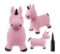sun baby Animal Sauteur Gonflable, Jouet Enfant 1 an pour l'intérieur et l'extérieur, Design Ergonomique, Pompe Manuelle Incluse (Licorne Rose et Noire)