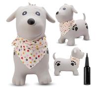 Animal sauteur gonflable, jouet enfant 1 an pour l'intérieur et l'extérieur, pompe manuelle incluse (Chien gris avec bandana)